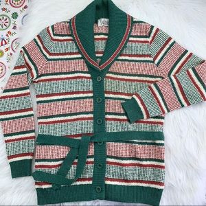 Vintage Christmas Striped Cardigan
